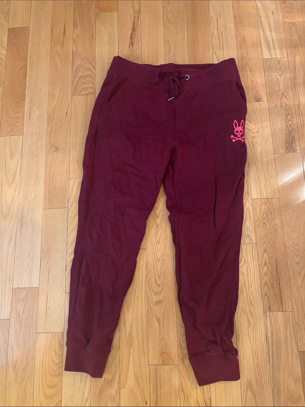 Mens Maroon Psycho Bunny Logo Jogger Sweatpants